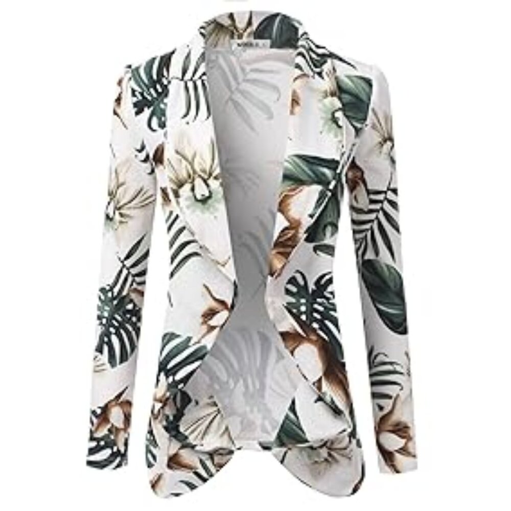 NWOT Doublju Deconstructed Open Front Blazer, Ivory/Green, 2X, Business Casual